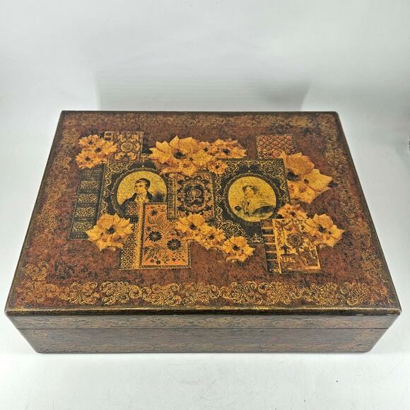 Vintage Wood Romantic Victorian ornate Style storage trinket Jewelry Box - Picture 2 of 7